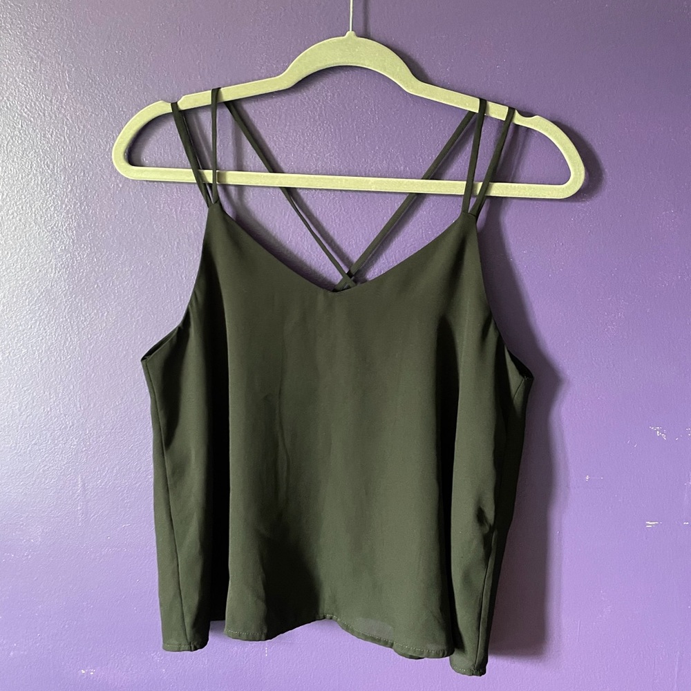 Black Chiffon Criss-Cross Tank